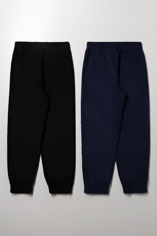 2 Pack Corduroy Pants Black And Navy (2)