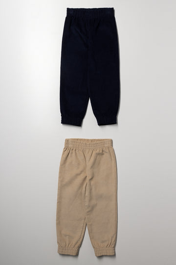 2 Pack Corduroy Pants Navy And Natural