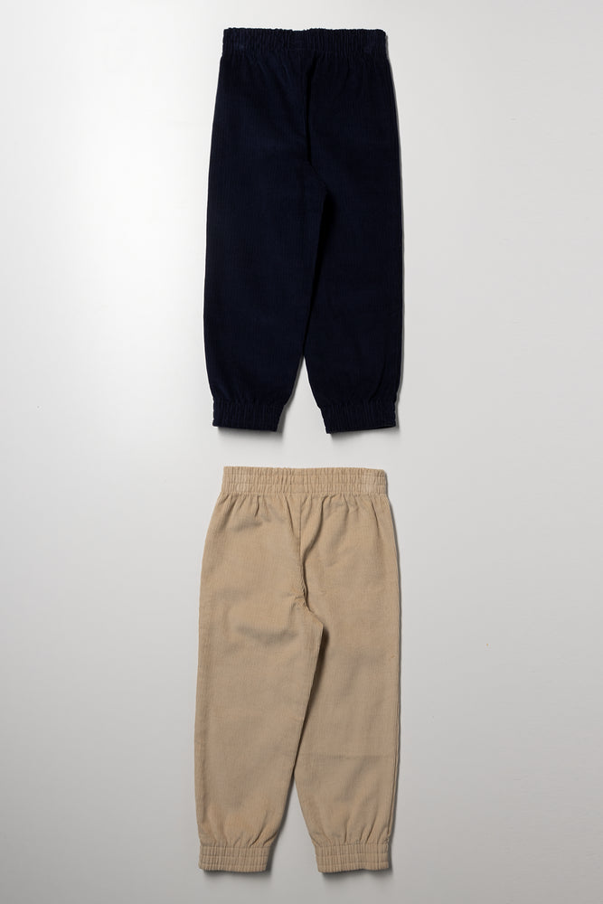 2 Pack Corduroy Pants Navy And Natural (2)