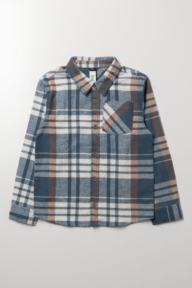Check Flannel Shirt Cream And Natural