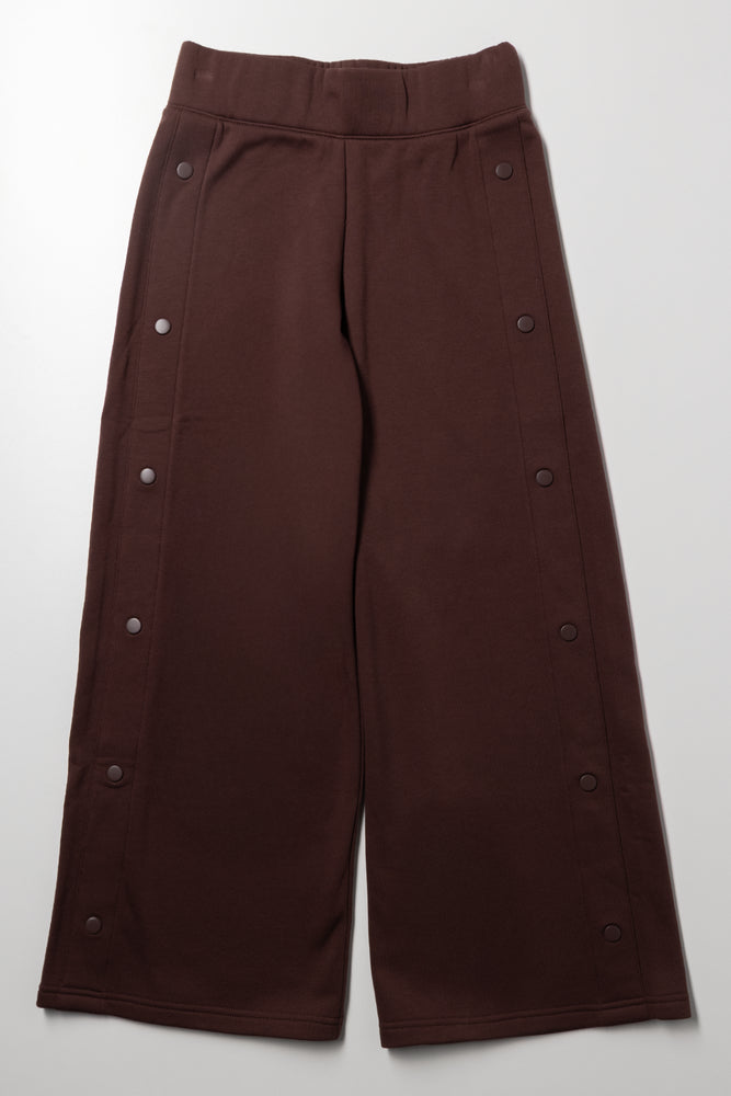 Wide Leg Trackpants With Poppers Brown