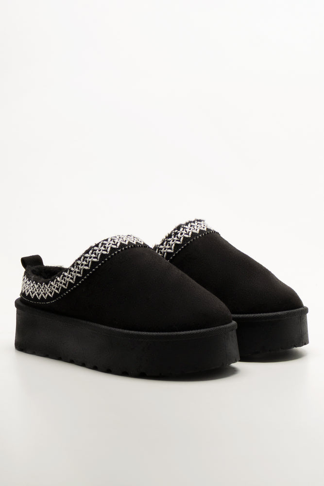 Platform Slipper Mule Black