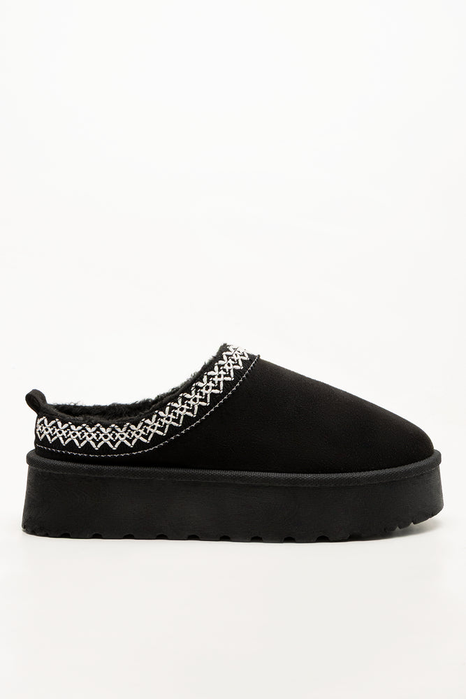 Platform Slipper Mule Black