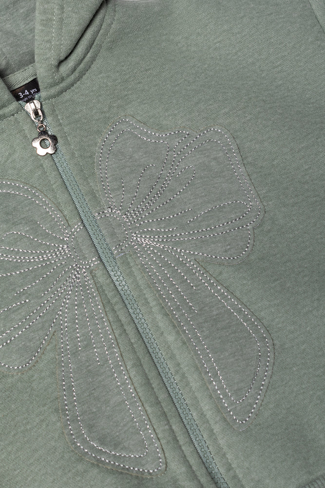 Bow Zip Through Hooded Tracktop Green (1)