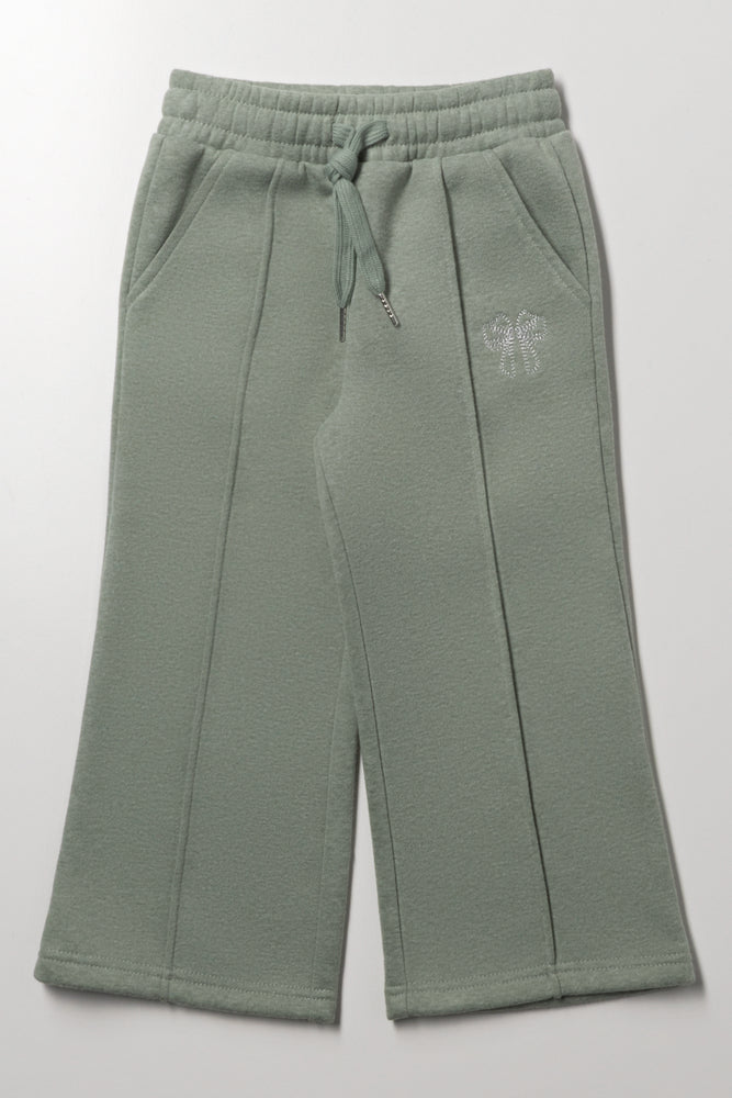 Pintuck Wide Leg Trackpants Green