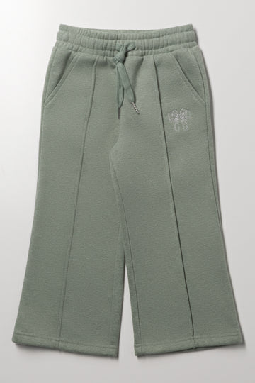 Pintuck Wide Leg Trackpants Green