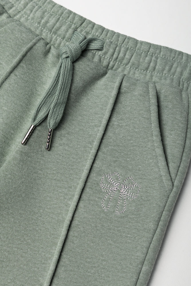 Pintuck Wide Leg Trackpants Green (1)