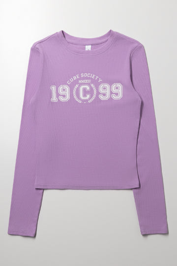 Rib Long Sleeve T-Shirt Lilac