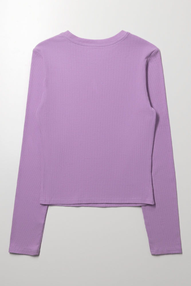 Rib Long Sleeve T-Shirt Lilac (2)