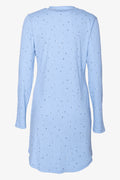 Henley V-Neck Rib Long Sleeve Sleepshirt Blue (1)
