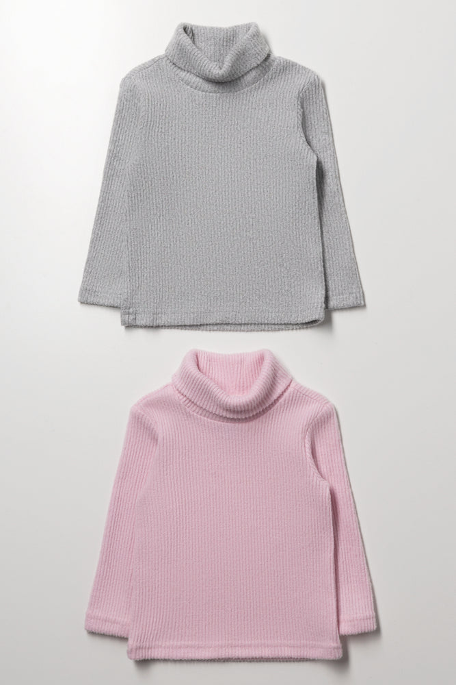 2 Pack Polonecks Grey And Pink