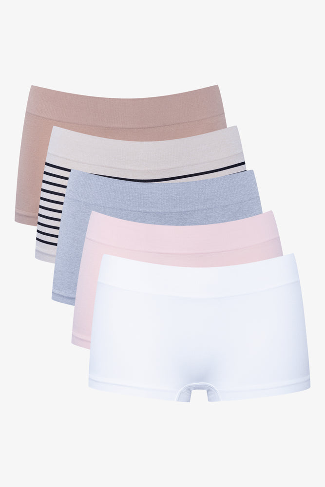 5 Pack Seamfree Boyleg Panties Multicolour
