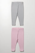 2 Pack Cable Knit Leggings Grey And Pink