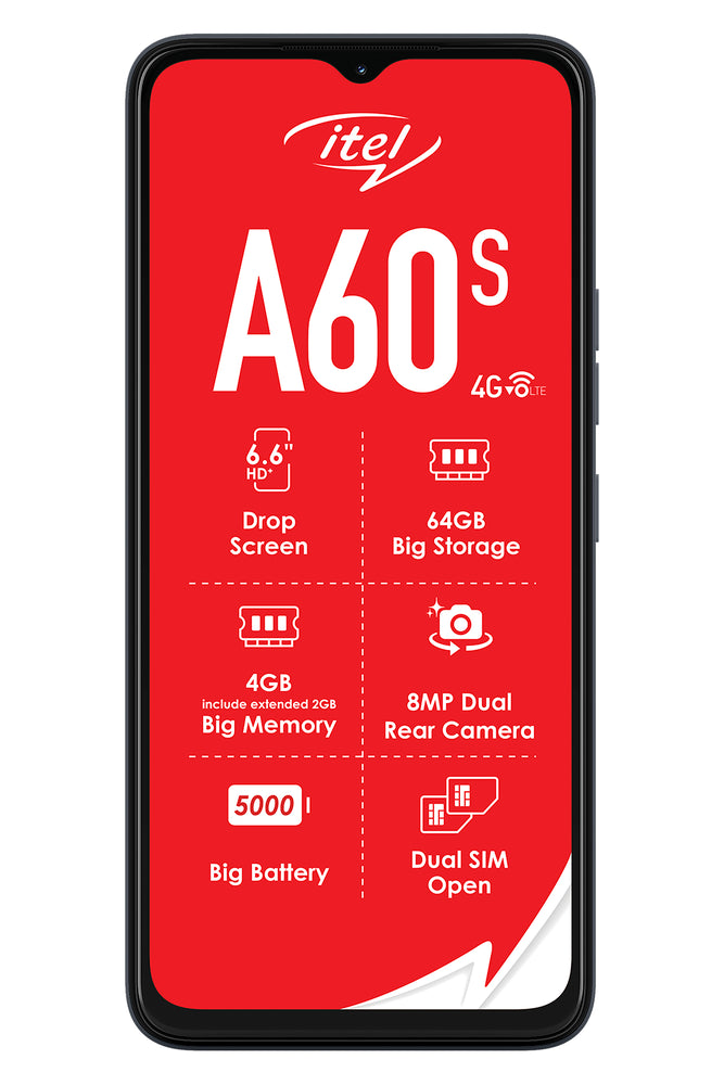 Itel A06S 64GB 4G Dual SIM Black
