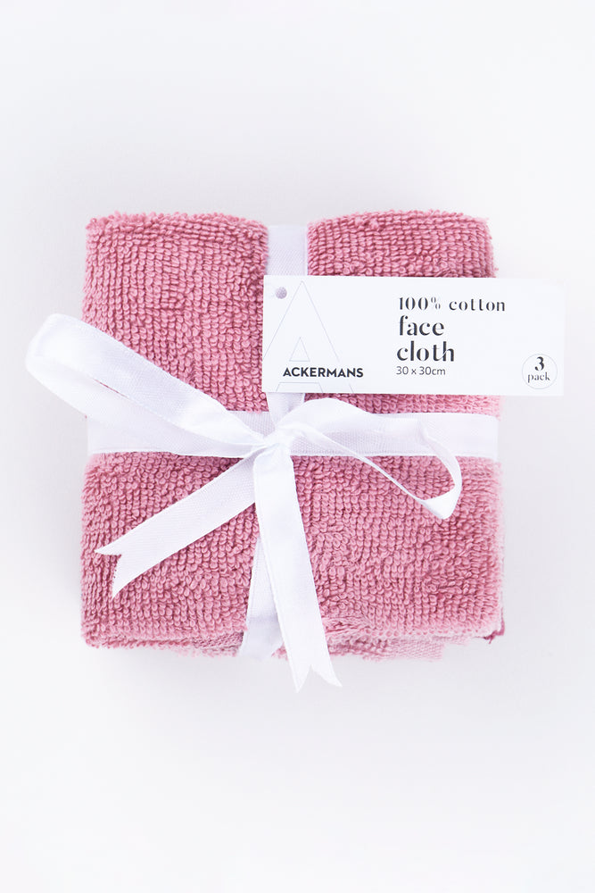 Pink 3 Pack Cotton Face Cloths