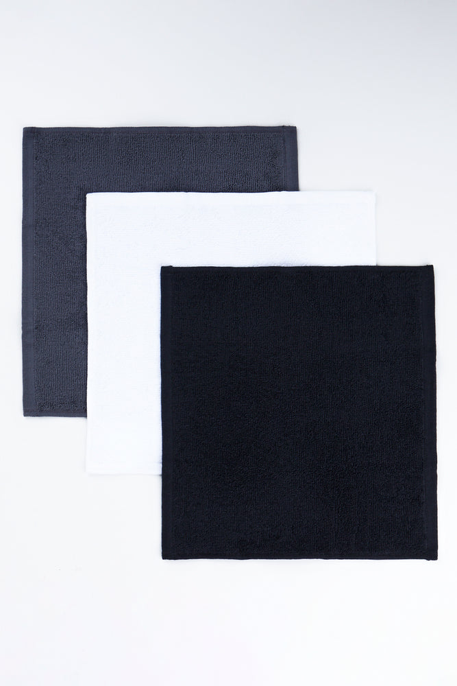 Black & White 3 Pack Cotton Face Cloths (1)