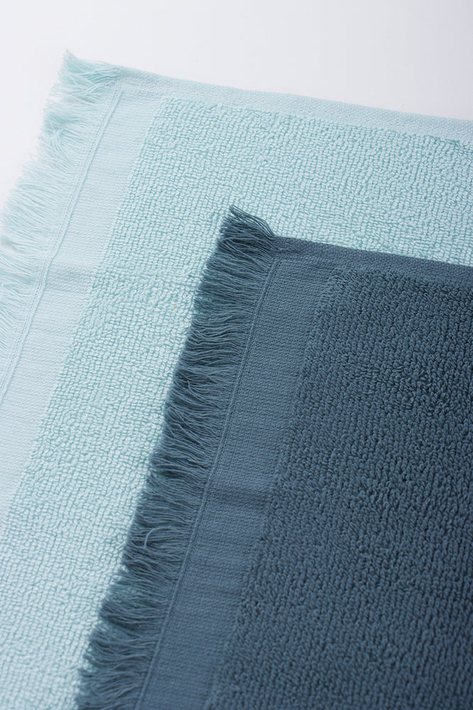 Blue & Grey 2 Pack Fringed Guest Towels (2)
