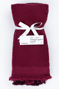 Burgundy 2 Pack Fringed Guest Towels