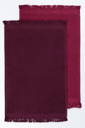 Burgundy 2 Pack Fringed Guest Towels (1)