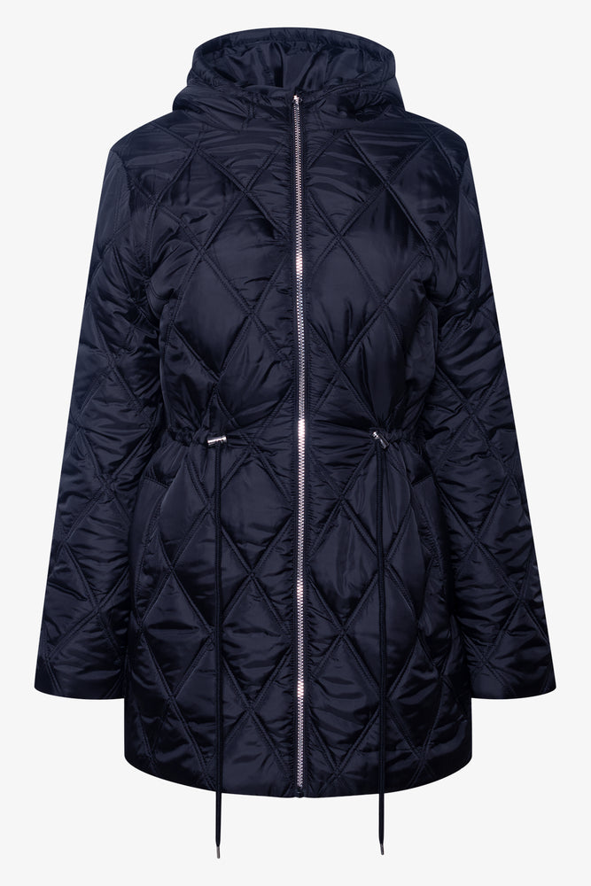 Quilted Drawcord Waist Puffer Jacket Black