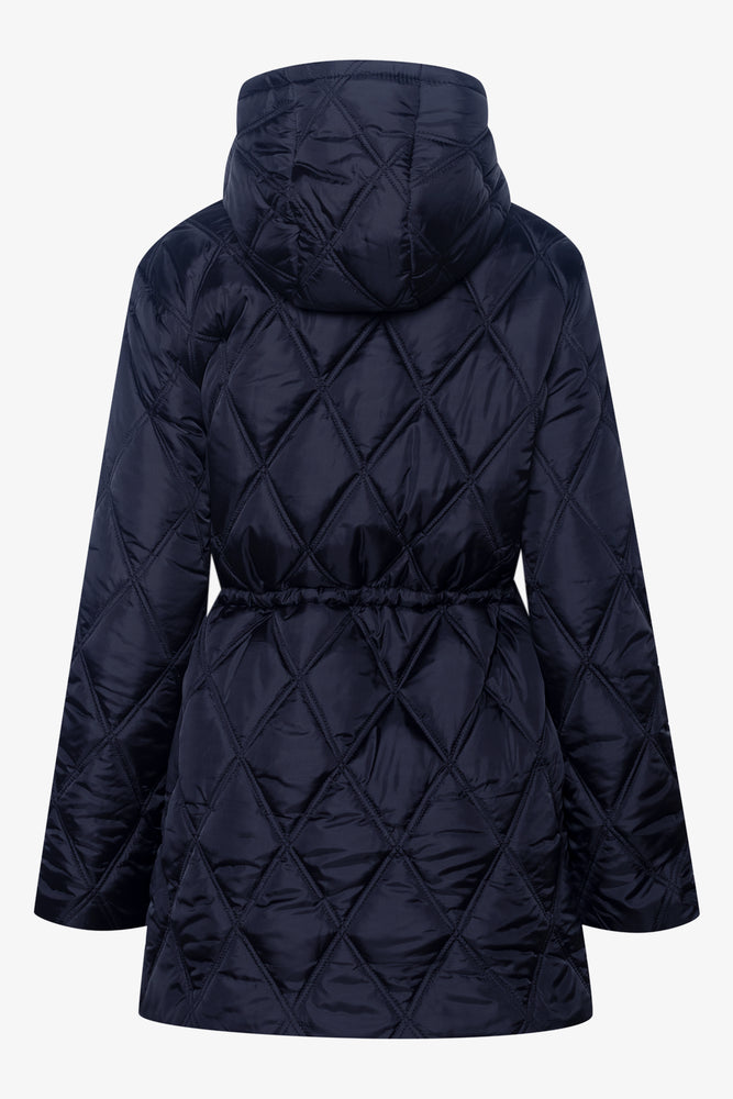 Quilted Drawcord Waist Puffer Jacket Black (1)