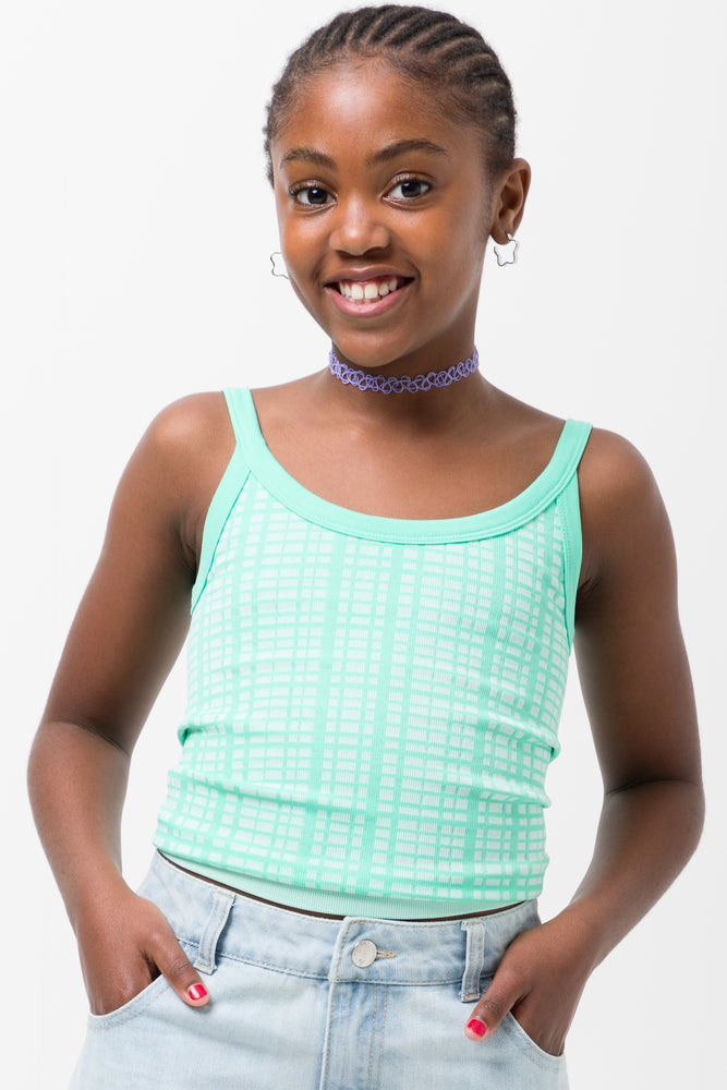 Check Seamless Vest Aqua