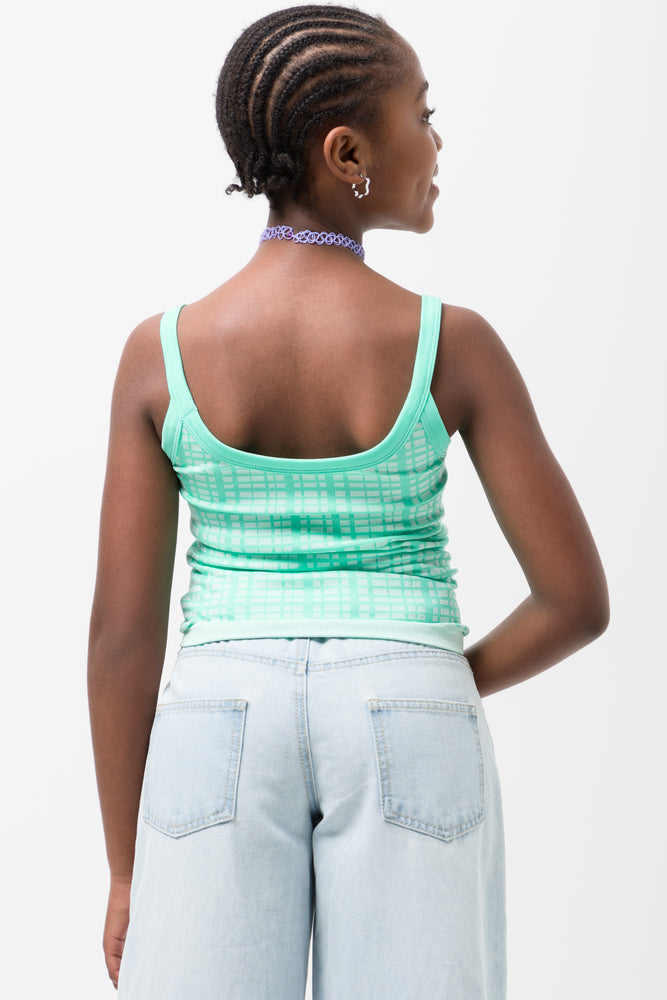 Check Seamless Vest Aqua (2)
