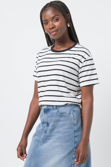 STRIPE TEE WHITE AND BLACK