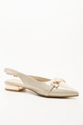 Pointy With Trim Shoes Cream (1)