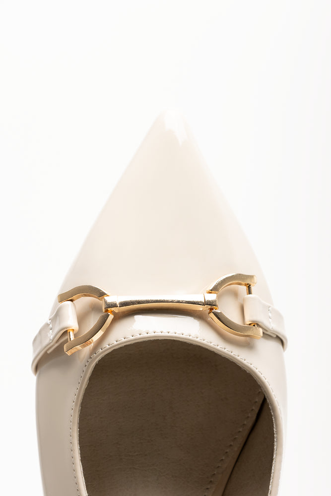 Pointy With Trim Shoes Cream (4)