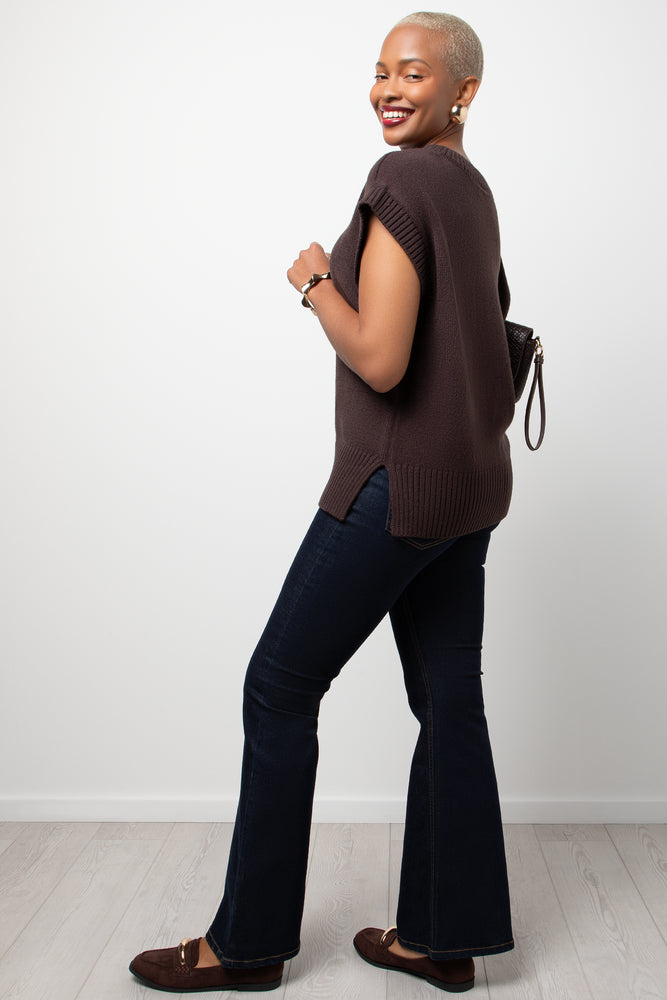 Sleeveless Crew Neck Pullover Brown (1)