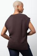 Sleeveless Crew Neck Pullover Brown (2)
