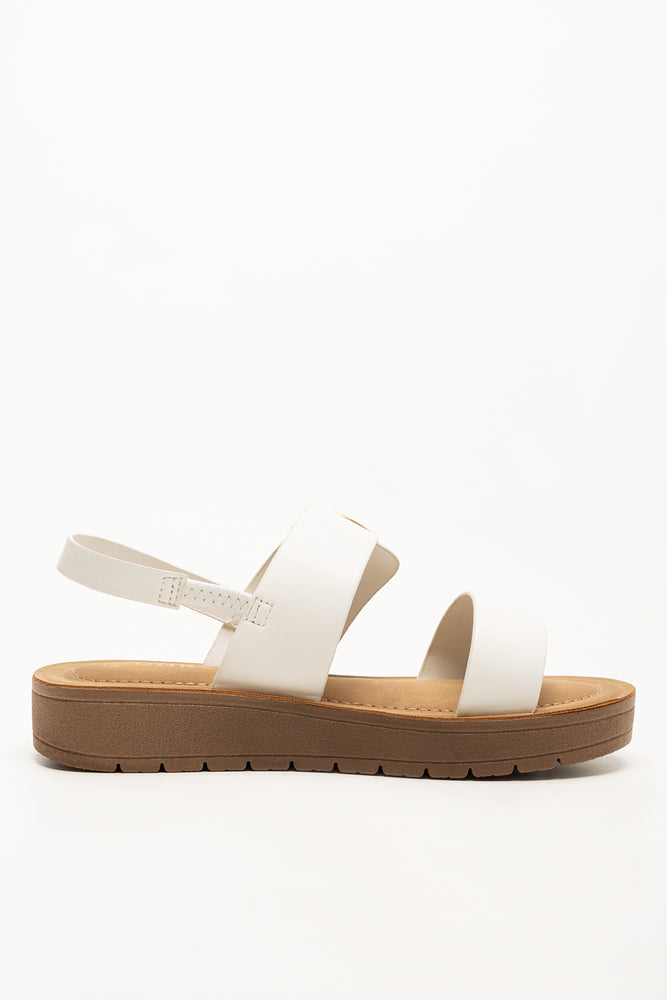 Buckle Comfort Sandals White