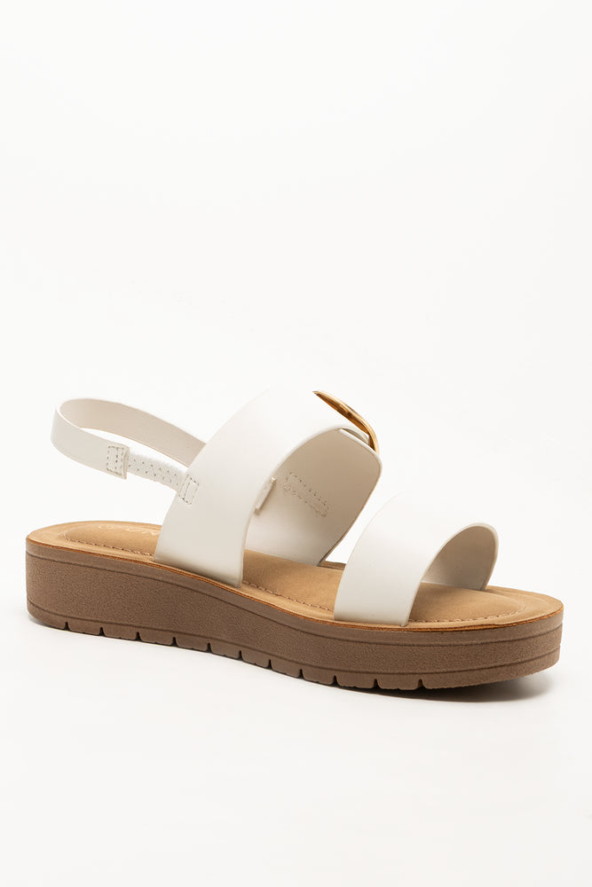 Buckle Comfort Sandals White