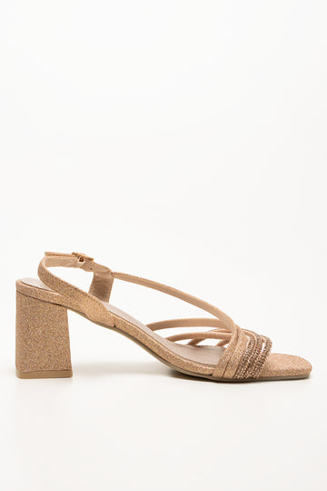 Diamante Strappy Sandals Rose Gold