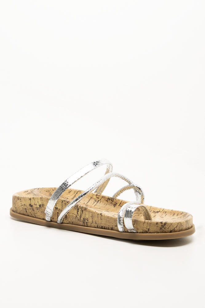 Cork Strappytoe Sandals Silver (1)