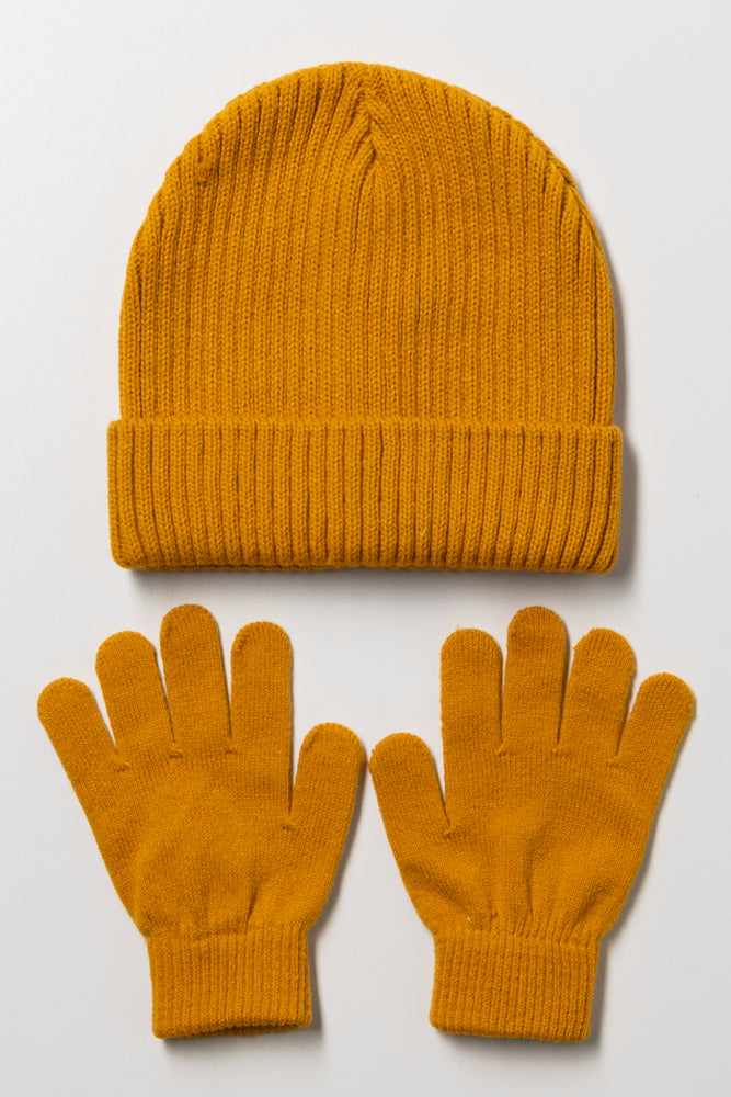 2 Piece Beanie Set Yellow