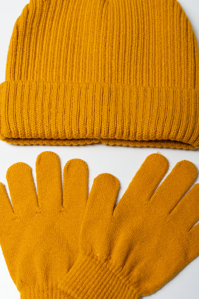 2 Piece Beanie Set Yellow (1)