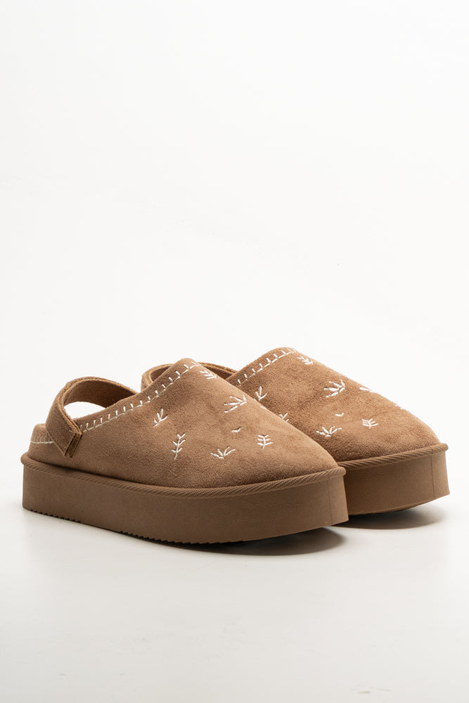 Platform Slippers Tan