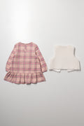 Check Tiered Dress Set Pink And White (3)