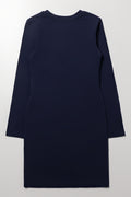 LA Long Sleeve Bodycon Dress Navy (2)