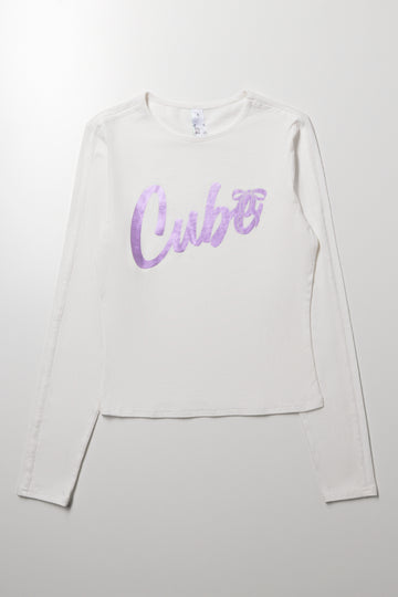 Contrast Binding Long Sleeve T-Shirt White