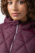 Quilted Drawcord Waist Puffer Jacket Burgundy (3)