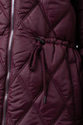 Quilted Drawcord Waist Puffer Jacket Burgundy (4)