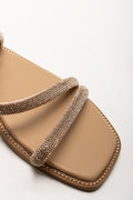 Asymmetrical Diamante Sandals Tan (2)
