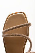 Asymmetrical Diamante Sandals Tan (4)