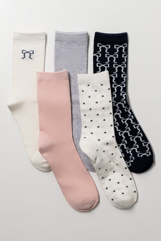 5 Pack Crew Socks Multicolour