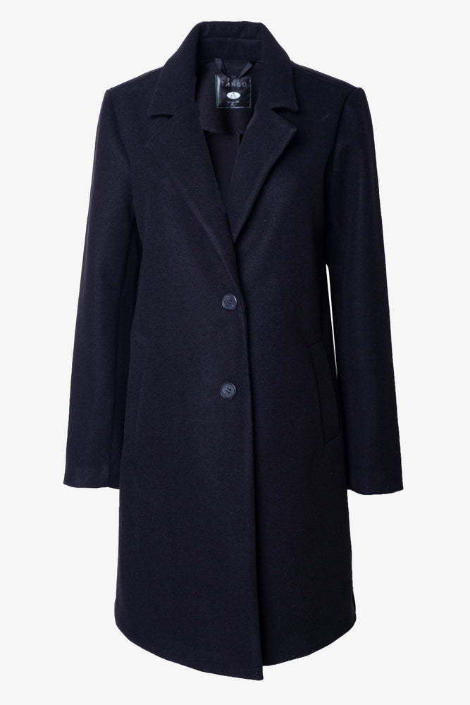 Single Breasted Melton Coat Black