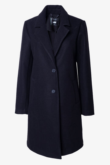 Single Breasted Melton Coat Black