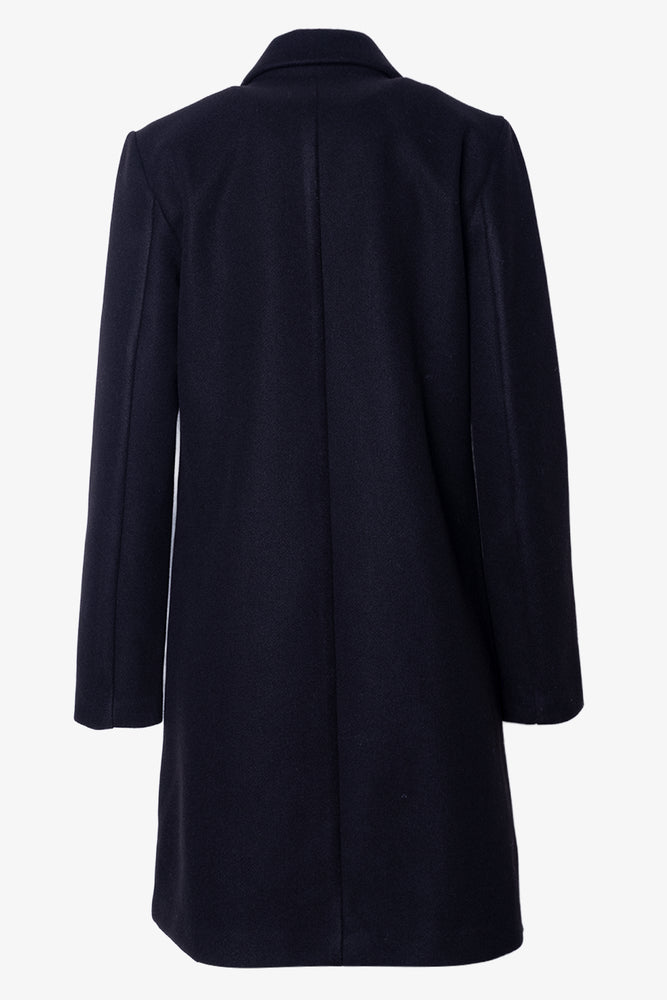 Single Breasted Melton Coat Black (1)